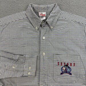 Disney Eeyore Shirt Mens Small White Blue Check Button Up Down Winnie The Pooh 2
